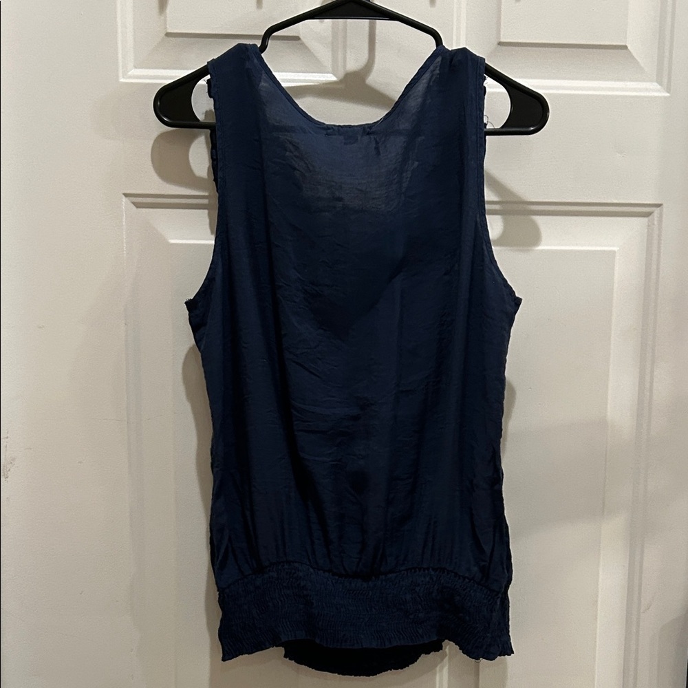 Mine Navy Ruffle Neck Blouse - Picture 3 of 3